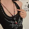Collar Colgante de Cerámica Estilo Bohemio para Mujer, Estilo Étnico Retro, Cadena Versátil para Clavícula Colgante, Accesorio Conmemorativo de Viaje