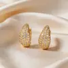 1 Par de Presilhas de Orelha de Luxo Estilo Europeu e Americano, Formato de Gota com Pedras Totais, Brincos Femininos Cor 18K que Mantêm a Cor, Acessórios de Orelha Modernos e Únicos para Venda no Atacado