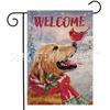 Bandeira de Jardim de Natal Mais Vendida Transfronteiriça Animal Gato e Cachorro Decoração de Pátio Externo Bandeira de Jardim de Linho Dupla Face
