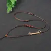Pingente DIY Tecido à Mão Pingente de Cristal Ouro Jade Cordão para Pendurar Cordão de Couro Encerado Cordão de Joia Ajustável Cordão para Pendurar no Pescoço