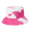 Sombrero de Vaca Nuevo Imitación Piel de Conejo Sombrero de Pescador Estampado Moda Felpa Cálido Sombrero Espeso Celebridad de Internet Estilo Callejero Dulce Sombrero