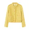 Roupas Femininas 2026 Outono Novo Estilo Europeu e Americano Versátil Amarelo Franja Pequeno Estilo Chanel Casaco Fino Verde
