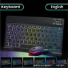 Carregamento de Tablet Transfronteiriço Conjunto de Teclado Bluetooth Russo Silencioso Mouse Luminoso de Modo Duplo Espanhol