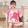Pijama de Niña Verano Tejido de Algodón Manga Corta Delgado Nuevo 2024 Traje para Niñas Medianas y Grandes Ropa de Casa para Mujer