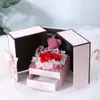 Caja de Regalo de Flor Preservada Rosa Rosa Amazon Puerta Doble Caja de Joyería de Flor Preservada Oso Venta al por Mayor