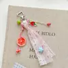 Llavero de Cinta de Encaje de Fresa y Toronja Dulce, Encanto de Bolsa con Cuentas Lindas para Niñas, Accesorio de Viaje para Chicas Dulces