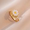 Anillo Giratorio Europeo y Americano para Mujer Micro-incrustado Zircón Temperamento Temperamento Frío Combinable Diamante Redondo Trébol de Cuatro Hojas Anillo Joyería