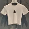 Marca de Nicho de Moda 2024 Nueva Camiseta Versátil de Manga Corta Ajustada y Corta con Cuello Redondo para Mujer