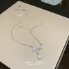 Ins Coreano Lujo Ligero Colgante de Mariposa de Circonita Cadena para Clavícula de Moda para Viajar Versátil Collar de Perla Gota de Agua Accesorios para Mujeres