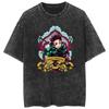 Playera Vintage Lavada Street Hip-Hop Anime Demon Slayer Ghost Blade Casual Algodón Verano Manga Corta