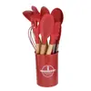 800g Utensílios de Cozinha de Silicone Conjunto de 12 Peças Espátula de Cozinha Antiaderente Espátula para Fritar Cabo de Madeira Conjunto de Ferramentas de Cozinha