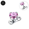 Brincos Exagerados de Aço Titânio com Zircônia Embutida Transfronteiriços Studs de Osso com Rosca Interna Astm F136 Joias de Piercing de Titânio G23