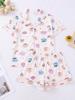 Pijama Casual de Manga Corta con Estampado de Nueva Moda Transfronterizo para Mujer, Ropa de Verano Pijama Estilo Europeo y Americano Venta al por Mayor