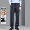 Pantalones casuales gruesos de mezcla de lana y seda para otoño e invierno, pantalones tipo papá de negocios para hombre, transpirables, de alta elasticidad y corte holgado