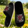 Suministro Exclusivo Transfronterizo de Pantuflas de Algodón Peludo Estampadas con Patrón de Flores Múltiples para Hombres y Mujeres, Entrega Directa Transfronteriza Pod Jit de Una Pieza