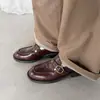 Mocassins de Camurça Estilo Britânico 2026 Primavera Salto Médio Grosso Bico Redondo Sapatos de Couro Couro Genuíno Sapatos de Corte Profundo para Mulheres