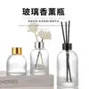 Botella de aromaterapia de vidrio transparente, botella vacía de aromaterapia sin llama, botella de aromaterapia cilíndrica de alta gama para decoración de interiores, botella difusora Boston