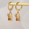 Aogu Diseño Nicho Baño de Cobre Oro de 18K con Circonitas Incrustadas Aretes Geométricos para Mujer, Aretes de Lujo Accesible, Suministro Transfronterizo