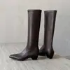 Súper suaves, sencillas, cómodas de llevar, a la moda, versátiles, elásticas, botas adelgazantes, botas altas, nuevos artículos de invierno 2026, punta cuadrada, tacón grueso, botas de moda