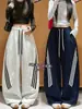 Pantalones Deportivos Estilo Americano Tallas Grandes para Mujer Otoño Invierno Con Terciopelo Grueso MM Gorditas Pantalones de Pierna Curva Pantalones de Pierna Ancha de Cintura Alta para Bajitas Rayados de Moda