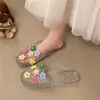 Pantuflas de Cristal Estilo Coreano, Pantuflas de Baño tipo Panal, Pantuflas de Casa, Zapatos Transparentes de Cristal Antideslizantes con Suela Suave, Pantuflas de Casa para Mujer, Chanclas de una Sola Tira