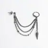 BTS Jintaiheng Mismos Pendientes Tachuelas Oreja Moda Hombre Personalizados Cono Puntiagudo Doble Agujero Oreja Pendientes Cadena Unidos Clip Hueso Oreja Mujer