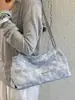 Yue Zi 2026 Verano Nuevo Bolso Casual de un Hombro Retro Mezclilla Cuadros de Diamantes Cadena Moda Versátil Bolso Tote Cruzado