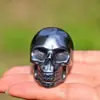 Adorno de calavera de cristal natural, calavera de cristal pulida a partir de piedra en bruto, adorno mineral original, decoración de Halloween