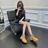 Botas Amarillas Grandes Pateables para Mujer Otoño 2025 Nuevas Botas Martin Estilo Británico Clásico Botines Versátiles de Suela Gruesa