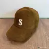 Gorra de Béisbol de Pana Estilo Japonés Bordado Letra S Pareja Estudiante Casual Versátil Ala Ancha Adelgazante Facial Tendencia
