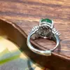 Anillo Abierto de Cabujón de Calcedonia Jade Verde Imperial Tipo Hielo Estilo Chino, Mismo Estilo que Yang Mi 8090