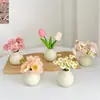 Estilo Ins Jarrón Redondo Pequeño Flores Secas Flores Artificiales Colorido Set de Botellas de Cerámica Decoración para Dormitorio Sala de Estar Mini Adornos Pequeños