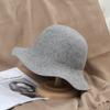 Gorro de lana para mujer, otoño e invierno, ondulado, estilo británico, vintage, combinable, de pescador, para viaje, de ala grande.