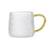 Taza con Asa de Vidrio de Color Textura Martillada para Beber Té, Taza Estilo Japonés con Patrón de Agua, Taza para Desayuno con Leche, Taza de Café Transparente, Estilo Concubina Imperial