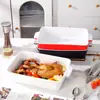 Assadeira Retangular de Cerâmica com Duas Alças, Listrada, Grande Capacidade, para Forno, Adequada para Queijo Assado e Pratos de Arroz, Venda por Correspondência Transfronteiriça da Amazon