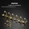 Binkes F136 Aleación de Titanio Dorado Diamante Incrustado Forma de U Perforación de Cartílago Pendiente de Oreja Versátil Anillo de Nariz Anillo de Ombligo Joyería