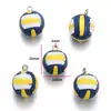 Colgante de resina de simulación estéreo de fútbol baloncesto voleibol pulsera de pelota deportiva llavero colgante W403