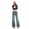 Jeans de Pierna Ancha Retro Americano Transfronterizos Otoño 2026 para Mujer, Pantalones Nuevos de Tiro Alto Sueltos Casuales de Pierna Recta Largos hasta el Suelo