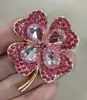 Broche de Trébol de Cuatro Hojas de la Suerte de Planta Aleación Pedrería Pin de Moda Ropa Abrigo Accesorios Pequeños para Mujer