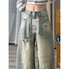 Jeans Rotos, Lavados y Desgastados, Pantalones de Pierna Ancha Azul Claro, Tallas Grandes para Mujeres Curvilíneas, Adelgazantes para Cuerpo con Forma de Pera, Estilo Delgado de Verano