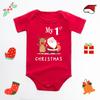 Meu 1º Natal vermelho bebê Natal macacão algodão manga curta homens e mulheres Macacão Bebê