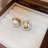Pendientes de plata con forma de aguja francesa, con lazo de perla y flor de lujo, estilo vintage de alta gama, elegantes pendientes para mujer.