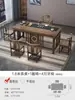 Nuevo Juego de Mesa y Sillas de Té Estilo Chino, Mesa de Té de Oficina de Madera Maciza, Juego para el Hogar, Mesa Pequeña Integrada para Preparar Té en el Balcón