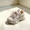 Tênis estilo "dad shoes" de couro para meninas, tamanhos 27-37, tênis esportivos infantis da moda, sapatos casuais para crianças pequenas, couro e à prova d'água