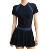 Traje de baño de una pieza con costuras de color en contraste, estilo estudiante, estilo conservador, con almohadilla para el pecho, venta al por mayor