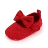 Sapatos de Lã Tricotados para Bebê com Laço Primavera Outono Sapatos de Solado Macio Sapatos de Princesa Sapatos de Bebê Atacado 2330