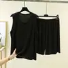 Conjunto de Ropa de Casa de Verano para Hombre Eucalys, Cuello Redondo, Sin Mangas, Chaleco con Bolsillos, Shorts Sueltos, Casual Simple, Ropa de Abrigo