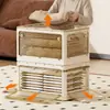 Caixa de Armazenamento Dobrável de Cinco Portas, Organizador de Livros, Caixa de Armazenamento Transparente com Rodinhas para Roupas, Brinquedos e Itens Diversos, Caixa de Armazenamento Multifuncional