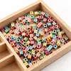Acessórios para Joias DIY Contas Acrílicas Coloridas Educação Infantil Contas com Letras Pulseira Colar para Montar Contas Quadradas Planas