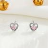 Aretes de Plata Esterlina S925 Color Zirconia con Forma de Corazón Combinan con Todo Amor Aretes Simples de Moda Joyería Elegante para Mujer